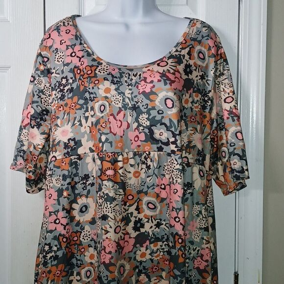 Floral print midi soft dress with pockets casual  Sz 1X NWOT - Picture 3 of 9